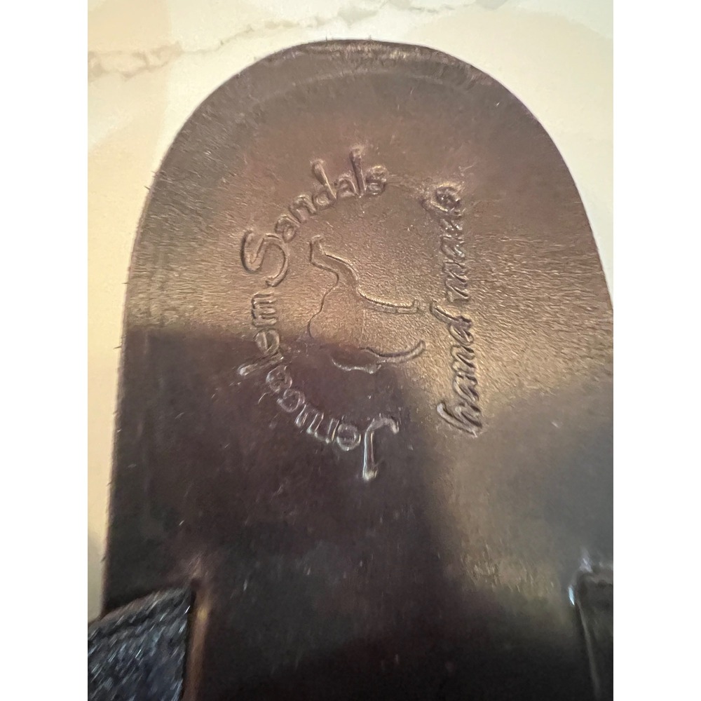 Jerusalem Sandals Mens Brown Leather Toe Loop Slides Handmade Size 46 EU - Picture 2 of 4